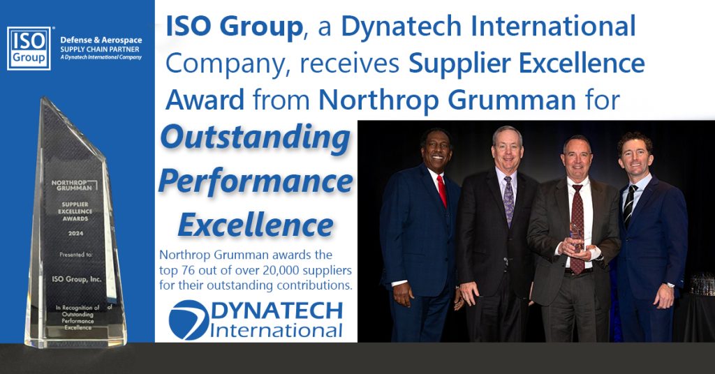 ISO Group receives Supplier Excellence Award from Northrop Grumman.